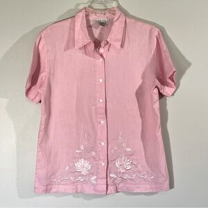 Jillian Jones Embroidered‎ Linen Camp Shirt